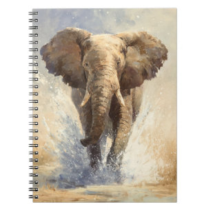 Charging Elephant Splash Notebook