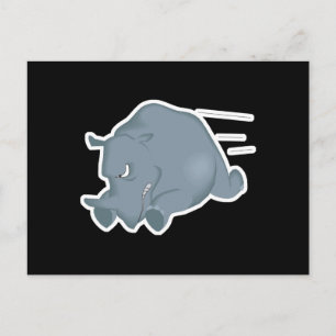 charging mad rhino postcard