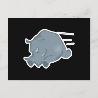 charging mad rhino postcard