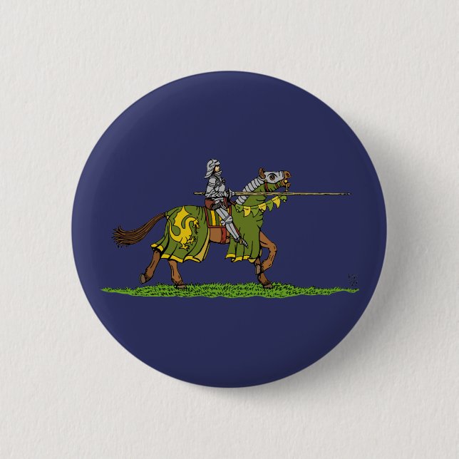 Charging Mediaeval Knight 6 Cm Round Badge (Front)