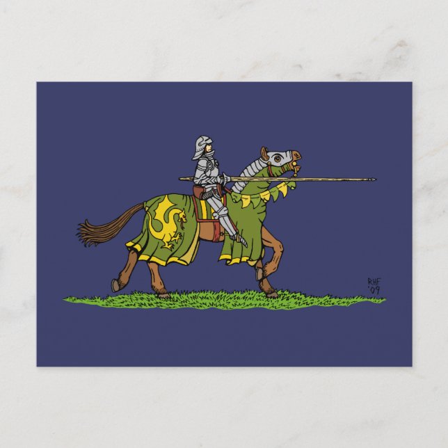 Charging Mediaeval Knight Postcard (Front)