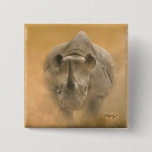 Charging Rhino – Pastels 15 Cm Square Badge