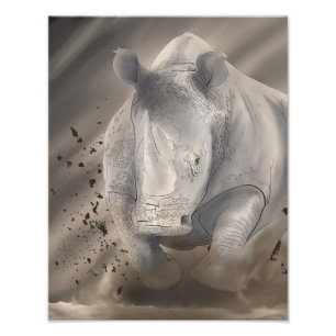 Charging Rhino (Rhino-1) Photo Print