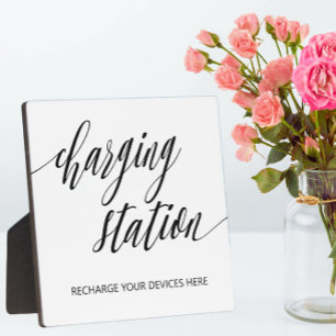 Charging station sign Tabletop Plaque with Easel