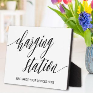 Charging station sign Tabletop Plaque with Easel