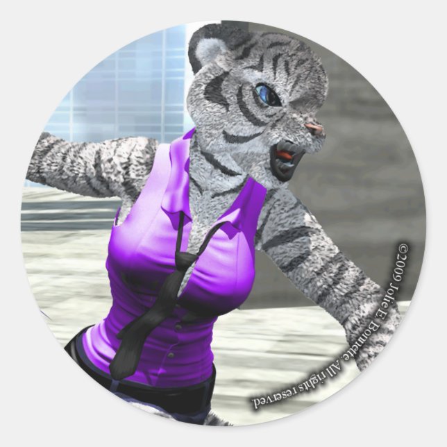 Charging Tigress Round Sticker (Front)