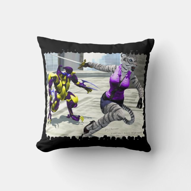 Charging Tigress Throw Pillow (Front)
