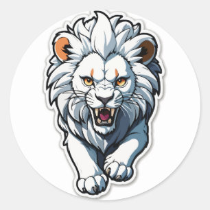 Charging White Lion Cub Sticker