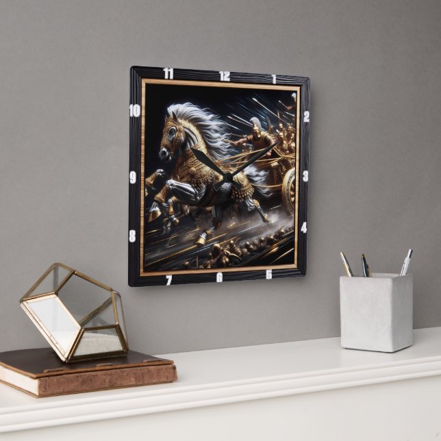 Chariot of the Gale: Silver Spear Square Wall Clock (Office)