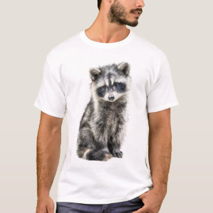 Charismatic Fluffy Racoon Mask Portrait Men T-Shirt