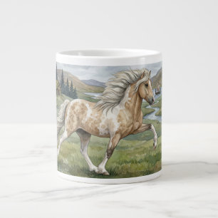 Charismatic Pinto Icelandic Mare watercolor Large Coffee Mug