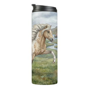Charismatic Pinto Icelandic Mare watercolor Thermal Tumbler