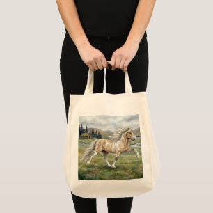 Charismatic Pinto Icelandic Mare watercolor Tote Bag