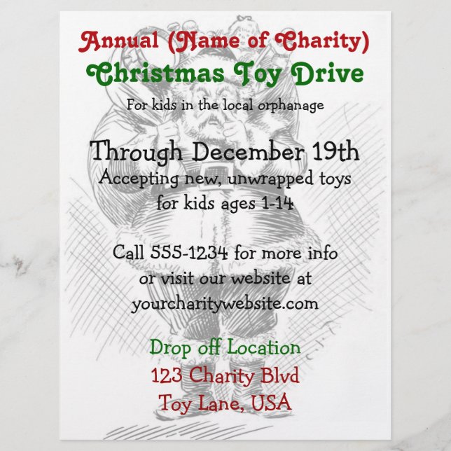 Charity Annual Christmas Toy Drive Santa Claus Flyer (Front)