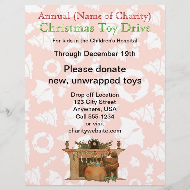 Charity Annual Christmas Toy Drive Santa Stockings Flyer (Front)