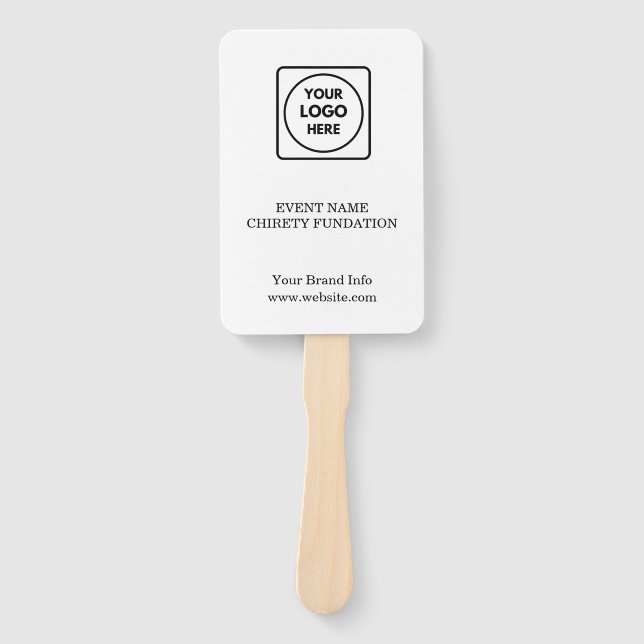 Charity Auction Paddle | Custom Logo Event Design Hand Fan (Front)