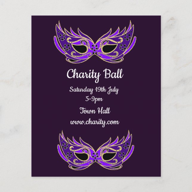 Charity ball masquerade mask party flyer (Front)