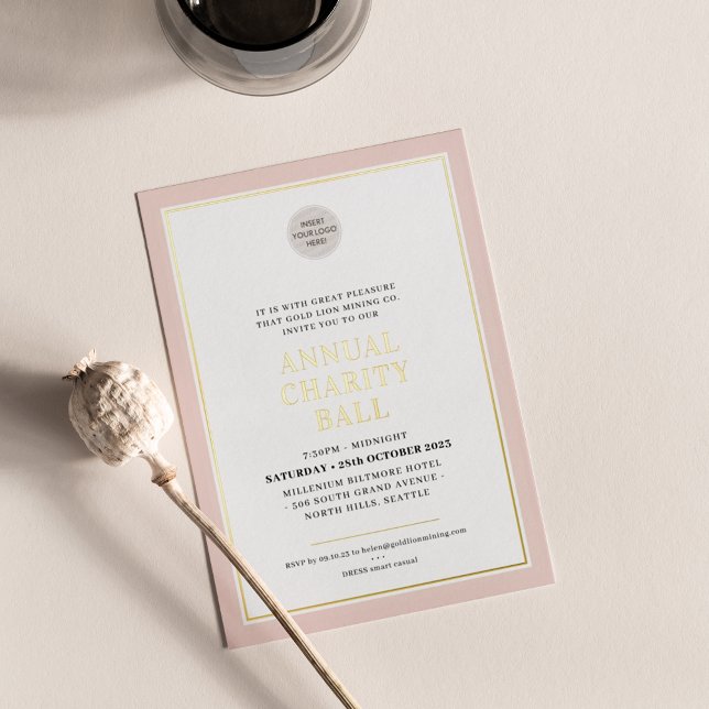 CHARITY BALL modern elegant logo blush pink gold (Creator Uploaded)