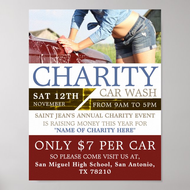 Charity Car Wash Event Advertising Poster (Front)