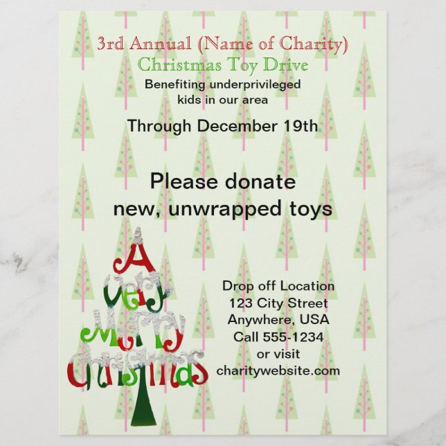 Charity Christmas Trees Annual Christmas Toy Drive Flyer (Front)