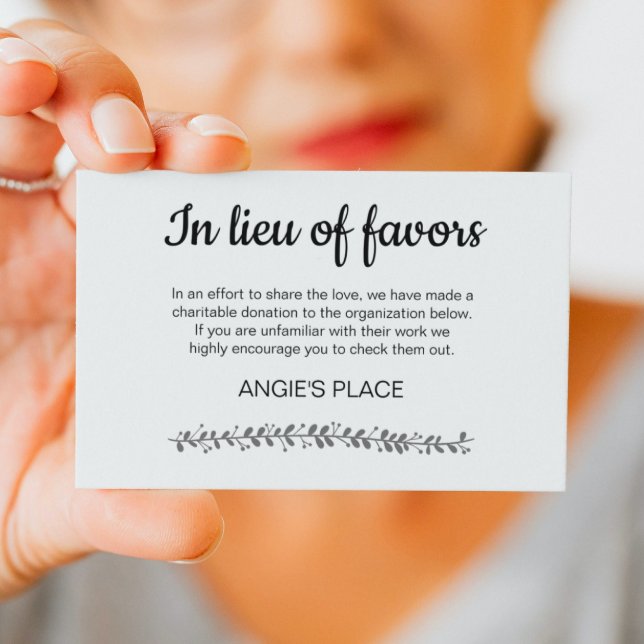 Charity Donation with Table Seating Number Wedding Place Card (Creator Uploaded)