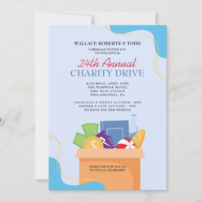 CHARITY DRIVE Auction Corporate Gala Fundraiser Invitation (Front)