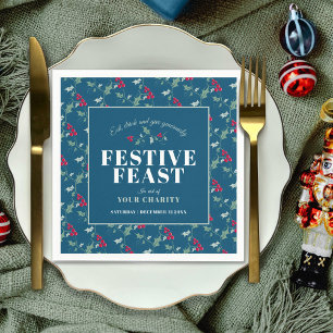 Charity Festive Feast green red blue Christmas Napkin