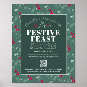 Charity Festive Feast green red Christmas event Poster