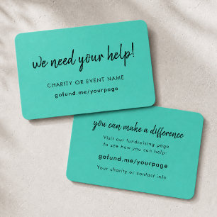 Charity Fundraising   Green Donation Event Appeal  Business Card