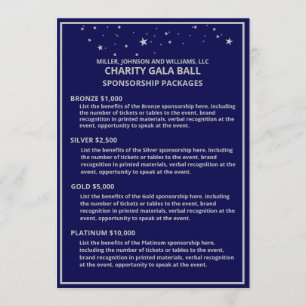 Charity Gala Ball Sponsorship Blue Silver Star Announcement