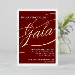 CHARITY GALA elegant calligraphy burgundy red gold