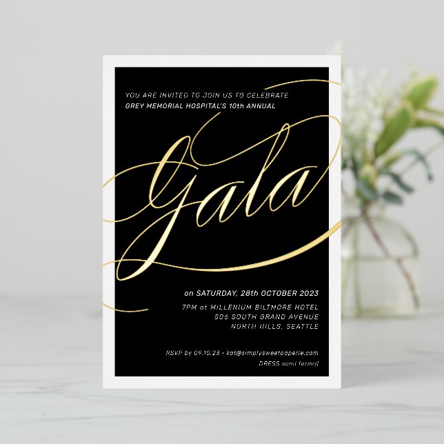 CHARITY GALA elegant formal calligraphy black gold (Standing Front)