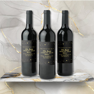 Charity Gala Fundraiser Elegant Black Gold Wine Label
