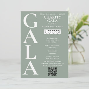 Charity Gala Fundraising Event QR Code Logo Green Invitation