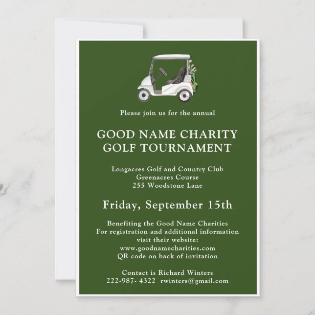 Charity Golf Tournament  Invitation (Front)