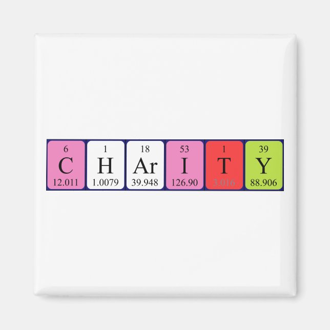Charity periodic table name magnet (Front)