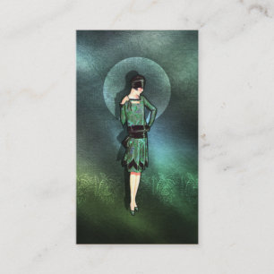 Charla - 1920s Fashion in Sage, Green and Aqua Business Card