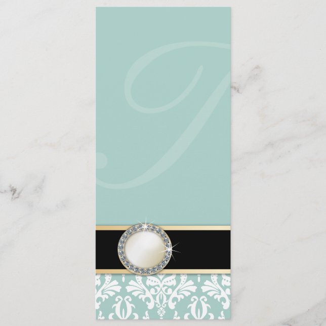 Charlamain Vintage Damask Wedding Menu (Front)