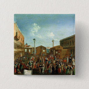 Charlatans in the Piazzetta San Marco, Venice 15 Cm Square Badge