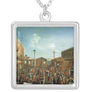 Charlatans in the Piazzetta San Marco, Venice Silver Plated Necklace