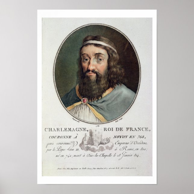 Charlemagne (747-814), King of France, engraved by Poster (Front)