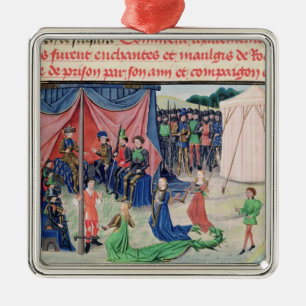 Charlemagne and his barons being enchanted metal tree decoration