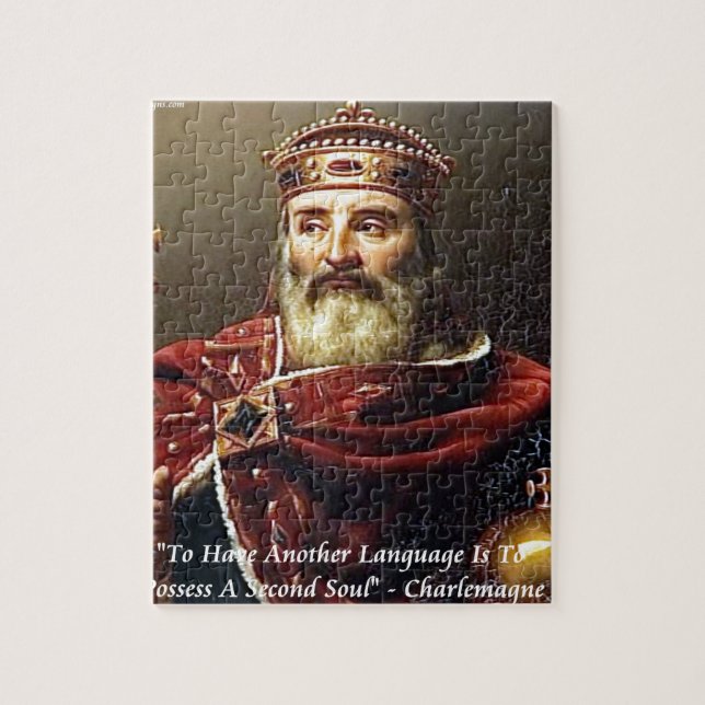 Charlemagne & Famous Languages Quote Jigsaw Puzzle (Vertical)