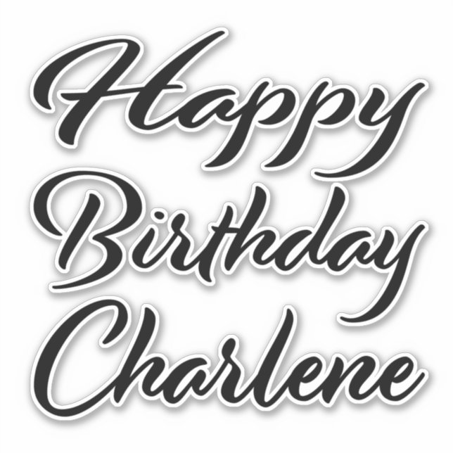 Charlene name first name black Sticker birthday (Front)