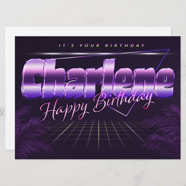 Charlene Name First Name lilac retro card birthday (Front/Back)