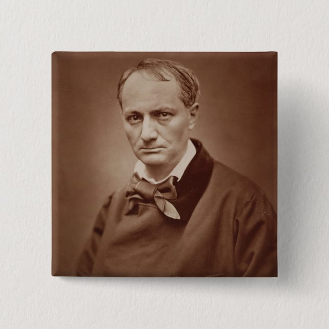 Charles Baudelaire (1821-67), French poet, portrai 15 Cm Square Badge (Front)