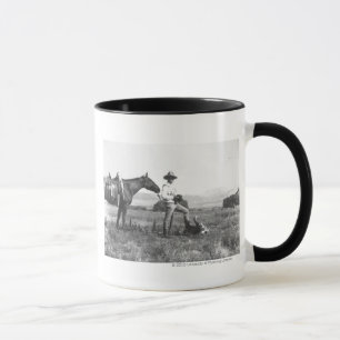 Charles Belden with horse and skull. Mug