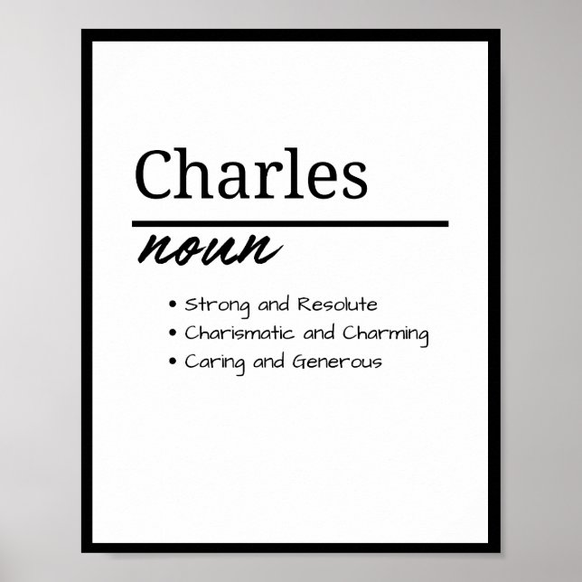 Charles, Boy Personalised Name Definition Poster (Front)