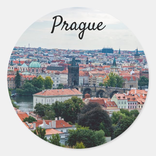 Charles bridge and St. Nicolas church - Prague Classic Round Sticker (Front)