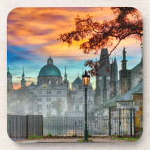 Charles Bridge in the Morning Hard plastic coaster